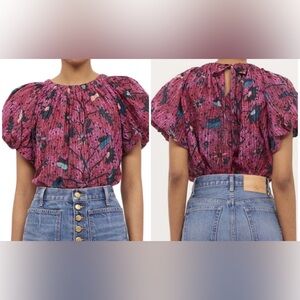 Ulla Johnson Vibrant Pink Ruffled Blouse